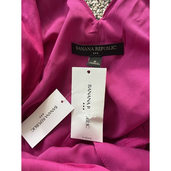 Banana Republic Factory Cropped Wrap Blouse Size 6 Dragon Fruit Pink LongSleeve - Picture 6 of 11